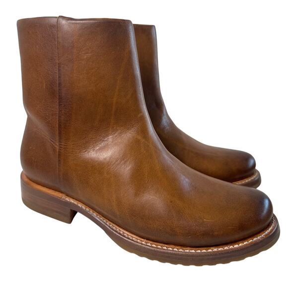 Frye Boot Veronica Ankle 6" Shaft Women's 8B Brown Leather Inside Zip Round Toe - Picture 1 of 11